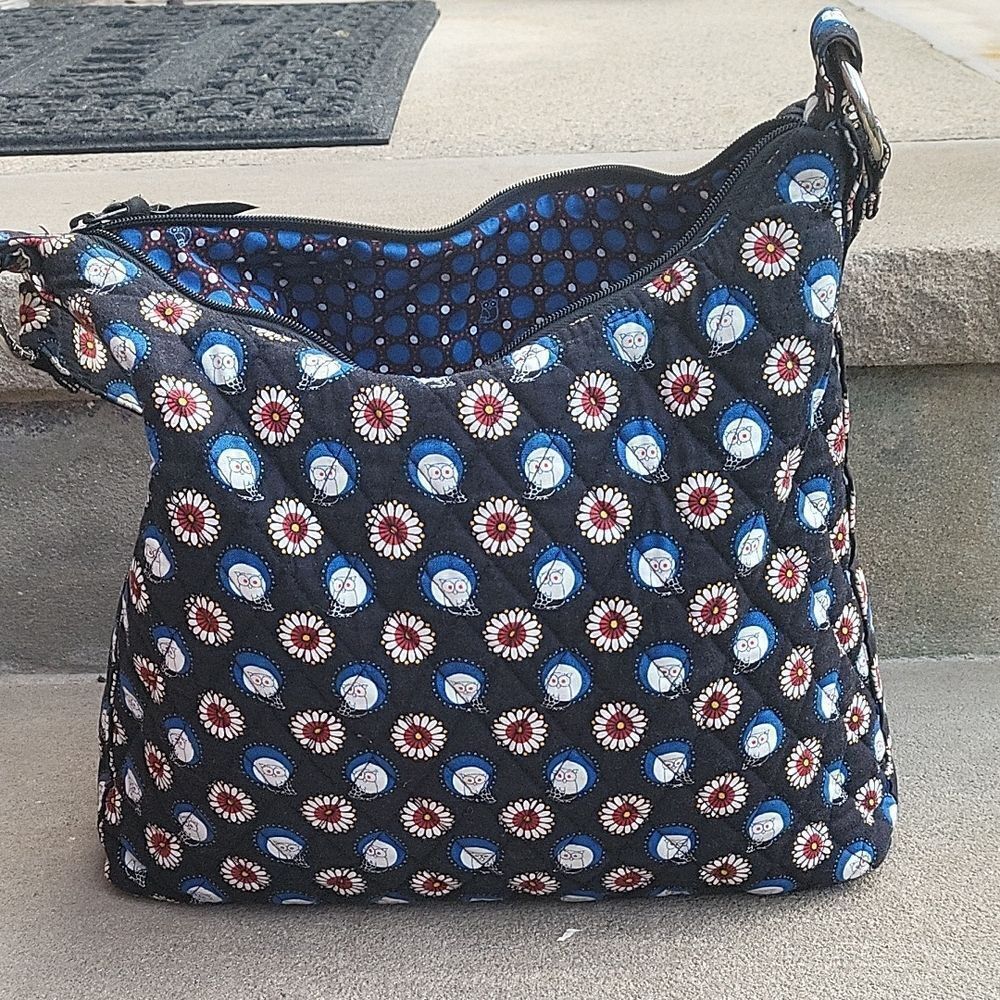 Vera Bradley Black and Blue Owl Hobo Bag